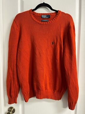Ralph Lauren Orange Crewneck Sweater with Polo Pony